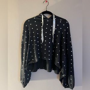 *FRANCESCA’S BLUE RAIN Navy Cropped Hoodie with Silver Foil Stars*